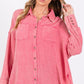 SAGE + FIG Frayed Hem Side Slit Button Down Shirt