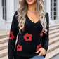 Flower V-Neck Long Sleeve Sweater