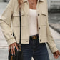 Pocketed Collared Neck Button Up Jacket