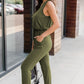 Drawstring Round Neck Sleeveless Jumpsuit