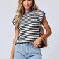 Mandy Contrast Round Neck Cap Sleeve Sweater