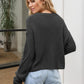 Cable-Knit Round Neck Dropped Shoulder Sweater