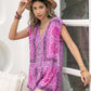 Printed V-Neck Cap Sleeve Romper