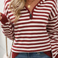 Perfee Striped Long Sleeve Hooded Sweater