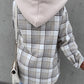 Plaid Button Up Jacket with Removable Hood