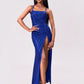 Slit Sequin Square Neck Spaghetti Strap Dress