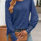 Full Size Decorative Button Round Neck Long Sleeve T-Shirt