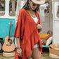 Lace Detail Tied Dropped Shoulder Cover Up