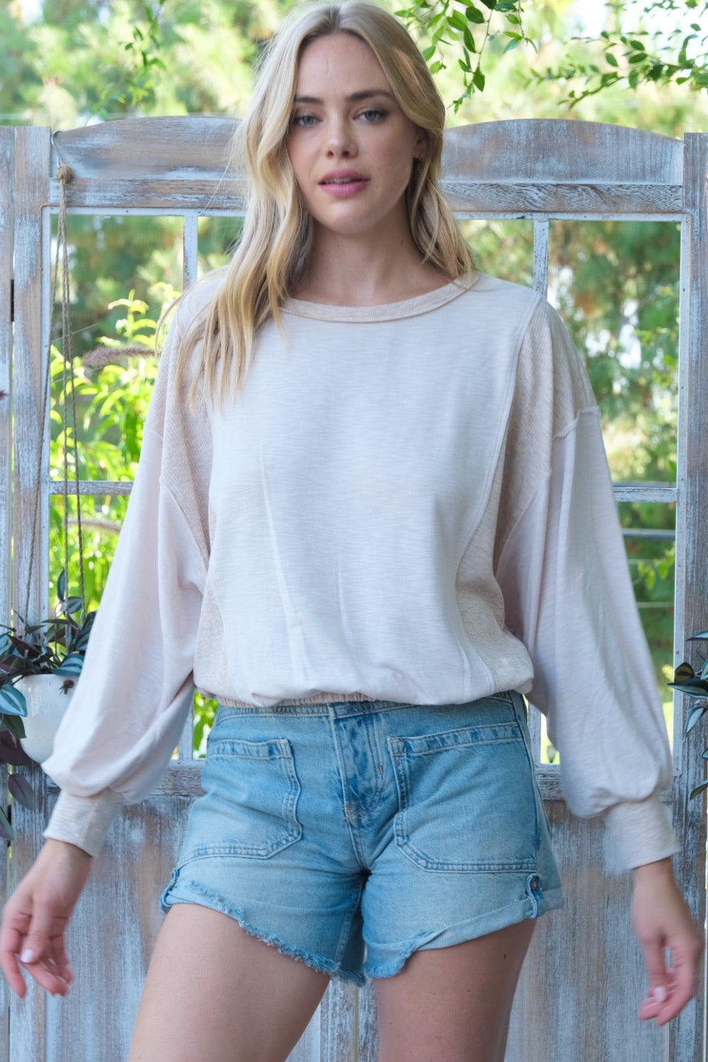 Hailey & Co Rib and Two Tone Knit Mixed Top *