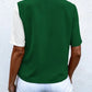 Full Size Decorative Button Surplice Short Sleeve Blouse