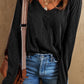 Exposed Seam V-Neck Long Sleeve T-Shirt