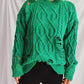 Distressed Cable-Knit Round Neck Long Sleeve Sweater
