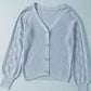 Openwork V-Neck Button Up Cardigan