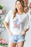 Heimish Full Size Star Patch Short Sleeve T-Shirt *
