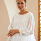 Full Size Swiss Dot Ruffled Round Neck Long Sleeve Blouse
