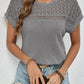 Waffle-Knit Round Neck Short Sleeve Top