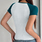 Devine Contrast Scoop Neck Short Sleeve T-Shirt