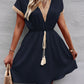 Devine Contrast Trim V-Neck Short Sleeve Mini Dress