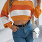 Color Block Round Neck Cropped Sweater