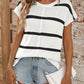 Striped Round Neck Short Sleeve Knit Top
