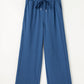Drawstring Elastic Waist Straight Leg Pants