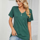 Decorative Button V-Neck T-Shirt
