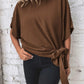 Knotted Round Neck Half Sleeve Blouse
