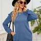 Ruched Shoulder Round Neck Long Sleeve Sweatshirt