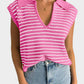 Mandy Collared Neck Striped Sweater Vest