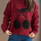 Cherry Round Neck Long Sleeve Sweater