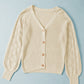 Openwork V-Neck Button Up Cardigan