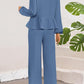 Tie Neck Balloon Sleeve Top and Pants Set