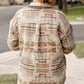 Plus Size Geometric Collared Neck Long Sleeve Jacket