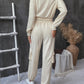 Round Neck Long Sleeve Top and Pants Set