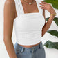 Full Size Textured Square Neck Wide Strap Tank