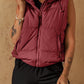 Drawstring Zip Up Hooded Vest Coat