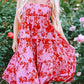 Tied Printed Sleeveless Tiered Midi Dress