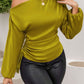 Drawstring One Shoulder Long Sleeve Blouse