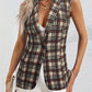 Plaid Button Up Collared Neck Vest