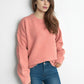 Round Neck Dropped Shoulder Long Sleeve Sweater