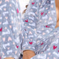 Printed Zip Up Long Sleeve Hooded Lounge Jumpsuit
