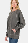 Zenana Round Neck Long Sleeve Sweatshirt *
