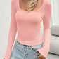 Devine Lace Detail Scoop Neck Long Sleeve T-Shirt