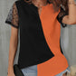 Color Block Notched Short Sleeve T-Shirt
