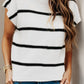 Striped Round Neck Cap Sleeve Sweater