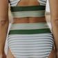 FULL SIZE Striped Scoop Neck Wide Strap Swim Top and Bottom Set