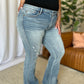 Judy Blue Full Size Medium Rise Tummy Control Destroy Flare Jeans