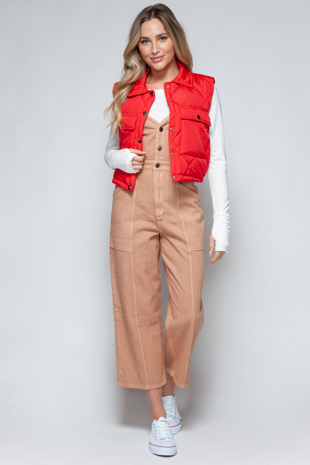 Snobbish Snap Down Quilted Crop Vest *