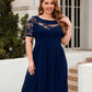 Plus Size Ruched Round Neck Short Sleeve Dress