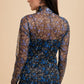 Annie Wear Floral Lettuce Hem Sheer Mesh Top